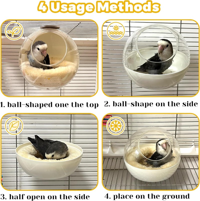 Jevnd Bird Nest for Cage Bite-Resistant, Washable Clear Observation Small Bird House Hanging, Warm Birds Bed Plush Hut, Parakeet Nest to Lay Eggs Breeding Sleeping for Parrot Budgie Lovebird Canary - Image 2